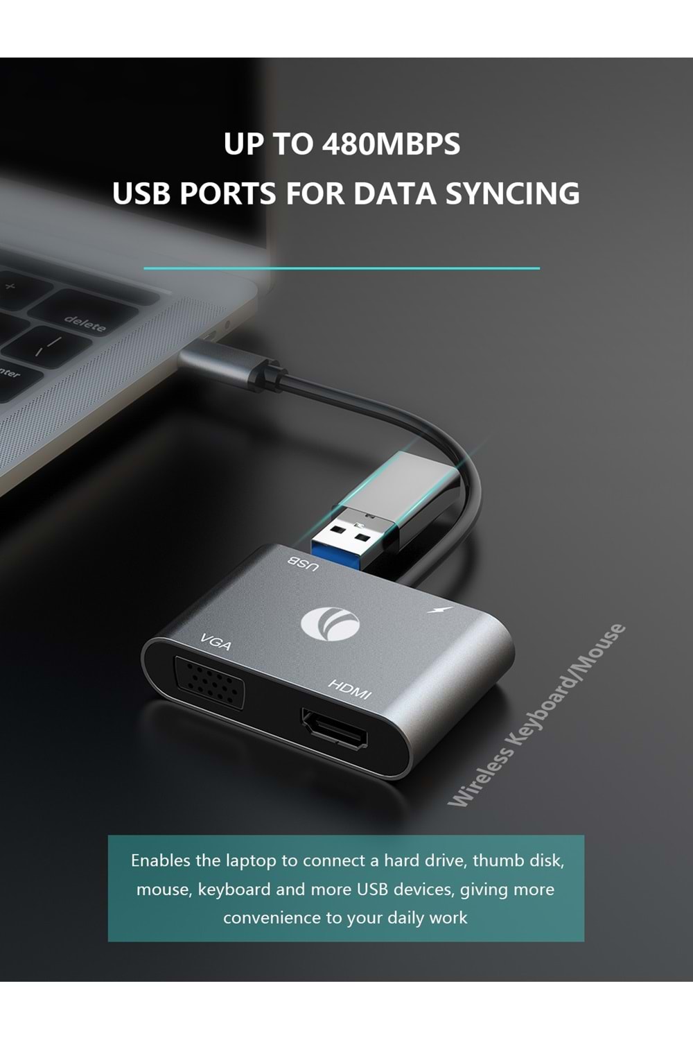 Vcom Type-c Docking 4in1 Vga+hdmı+usb+pd Docking Cu451