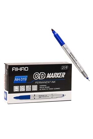 Aihao Asetat Kalemi Permanent Çift Taraflı Mavi Ah-319