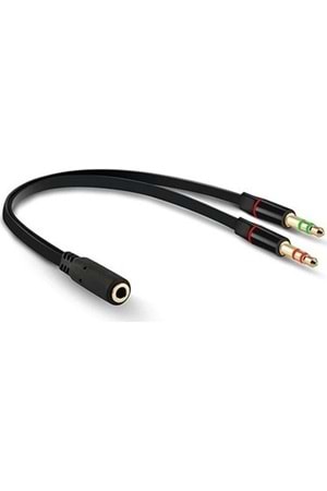 Hytech Hy-x78 Siyah 3.5mm To Audio + Mic 0.15m Kulaklık Çevirici