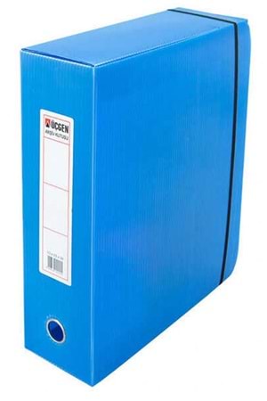 Mavi Üçgen Arşiv Kutusu Plastik Lastikli Dar 24x32x5