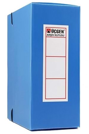 Mavi Üçgen Arşiv Kutusu Plastik Lastikli Dar 24x32x5