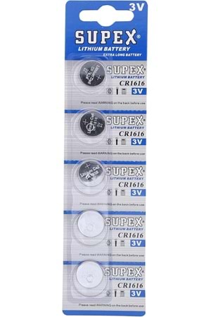 Supex Cr1616 3v Lityum 5 Li Paket Pil