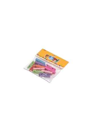 Puti Ahşap Büyük Mandal Renkli 12 Li 8801