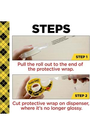 Scotch Dispenserli Çift Taraflı Astarsız Bant, Dar Genişlik, Tutma İçin Tasarlanmış, 1.28 X 250 İnç (136)