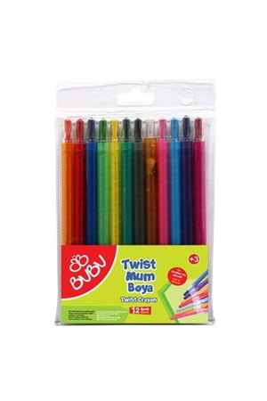 Bu-bu Çevirmeli Mum Boya Twist Crayon 12 Renk | 00044