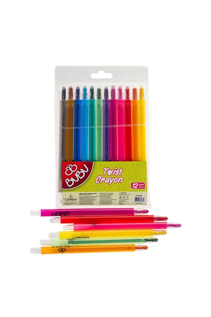Bu-bu Çevirmeli Mum Boya Twist Crayon 12 Renk | 00044