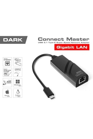 Dark Dk-ac-u31xglan Usb3.1 Type-c - 10/100/1000 Gigabit Lan Ethernet Ağ Dönüştürücü