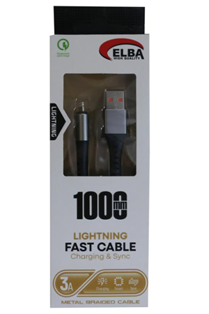 Elba 1mt İphone Lightning 3a Hızlı Şarj Hasırlı Şarj Kablosu Beyaz | Elb27-ıos