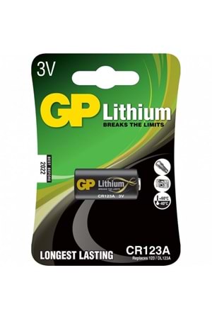 Gp Cr123a 3v Lityum Tekli Paket Pil (gpcr123a-u1) Fotoğraf Makinesi Pili