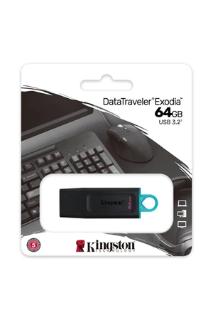 Kingston Dtx/64gb 64gb Usb3.2 Gen 1 Datatraveler Exodia (black + Teal) Flash Bellek
