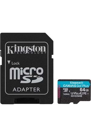 Kingston 64gb Microsdxc Canvas Go Plus 170r A2 U3 V30 Card + Adp Hafıza Kartı | Sdcg3/64gb