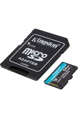 Kingston 64gb Microsdxc Canvas Go Plus 170r A2 U3 V30 Card + Adp Hafıza Kartı | Sdcg3/64gb