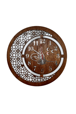 Osmanli Tuğralı | 3 Hilalli Aynalı Sayılar | Lazer Kesim El Yapımı Saat