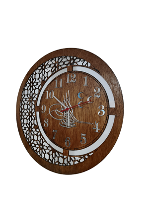 Osmanli Tuğralı | 3 Hilalli Aynalı Sayılar | Lazer Kesim El Yapımı Saat