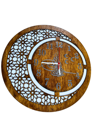 Osmanli Tuğralı | 3 Hilalli Aynalı Sayılar | Lazer Kesim El Yapımı Saat