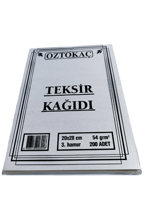 Öztokaç Teksir Kağıdı 20 X 28 Cm 3. Hamur 54 Gr 200'lü Paket
