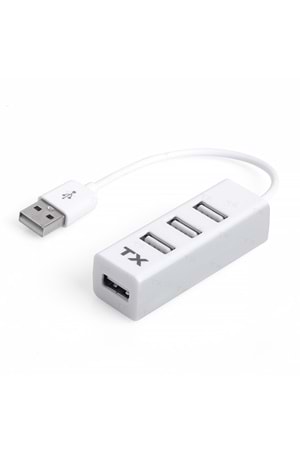 Tx Acusb24w 4port Usb Çoğaltıcı Hub Beyaz 2.0 480mbps (0,11cm Kablo Uzunluğu)