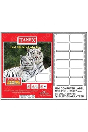 Tanex Mini Computer Labels Hazır Etiket 1250 Pcs 35 X 97 Mm Lazer Etiket