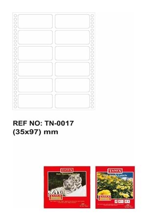 Tanex Mini Computer Labels Hazır Etiket 1250 Pcs 35 X 97 Mm Lazer Etiket