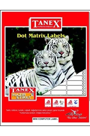 Tanex Mini Computer Labels Hazır Etiket 1250 Pcs 35 X 97 Mm Lazer Etiket