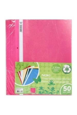 Noki Plastik Pembe Telli Dosya Eco A4 50'li Paket| 4828-070