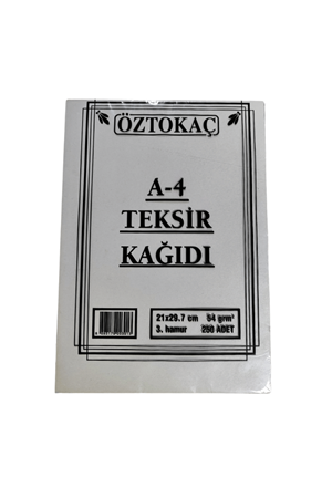 Öztokaç A4 Teksir Kağıdı 3. Hamur 250'li Paket