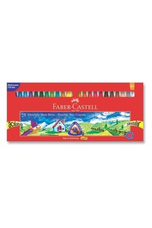 Faber Castell Silinebilir Mum Boya 25 Renk Wax Crayon Karton Kutu