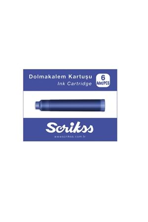 Scriks Dolma Kalem Kartuşu 6'lı Mavi