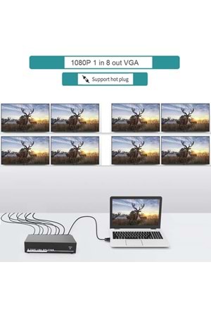 Rain 8 Port Video Splitter Video Çoklayıcı