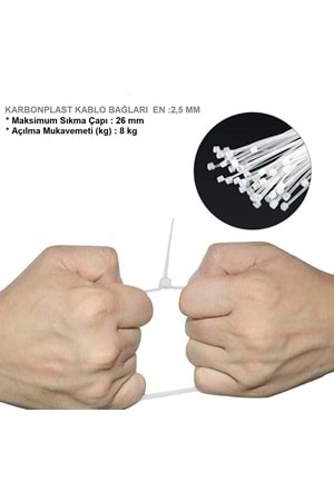 First Master Kablo Kelepçesi 100 Adet | 2.5 X 100mm