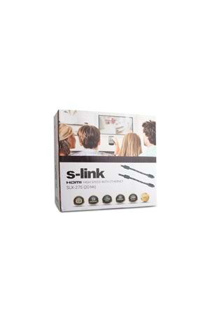 S-link Slx-275 Hdmı To Hdmı 20m Altın Uçlu 24k + Kor.kılıf 1.4 Ver. 3d Kablo