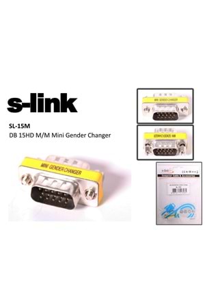 S-link Sl-15m Vga Erkek-erkek 15 Pin Dönüştürücü