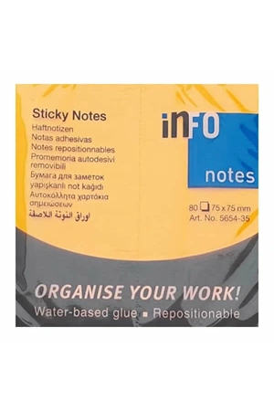 Halsa Info Notes 75x75 80 Yaprak Parlak Turuncu Not Kağıdı