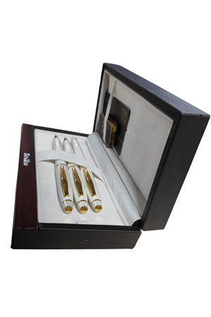 Scrikss Noble 35 Beyaz Altın 3lü Dolma&versatil&tükenmez Kalem Seti