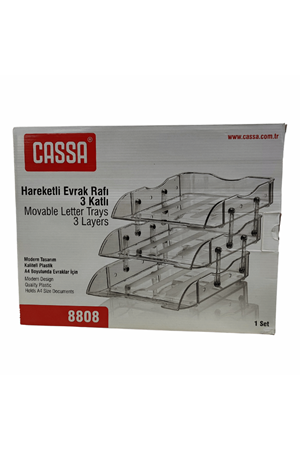 Cassa 3 Lü Evrak Rafı Hareketli Şeffaf 8808