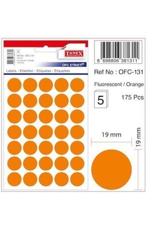 Tanex Florasan Ofc-131 Turuncu Ofis Etiketi 19mm