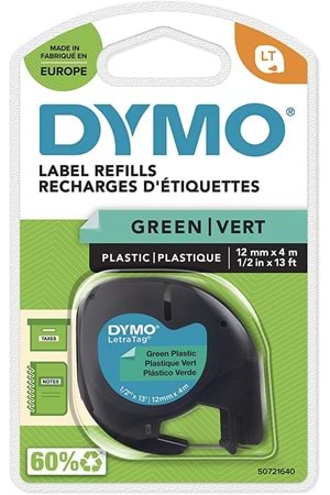 Dymo Letratag Şerit Plastik 12 Mmx4 Mt Yeşil 91204