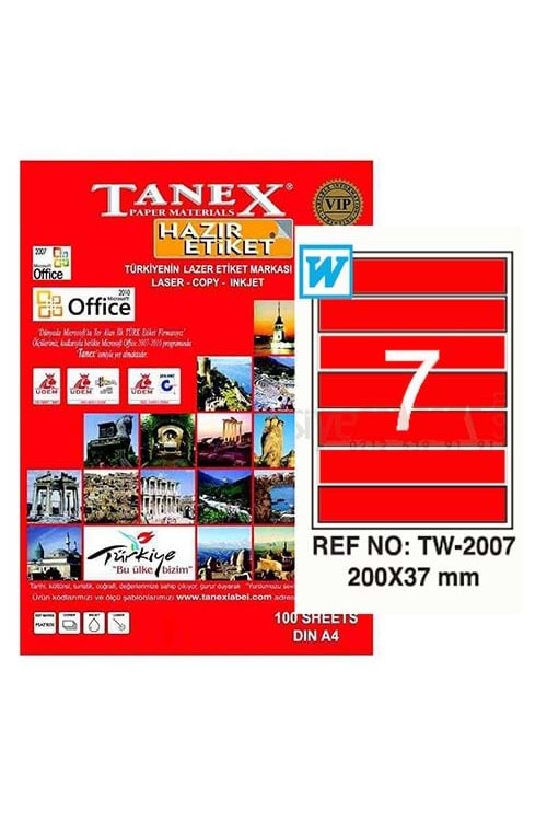 Tanex Tw-2007 Lazer Etiketi 200mm X 37mm | Tw-2007