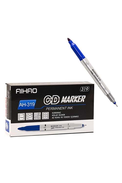 Aihao Asetat Kalemi Permanent Çift Taraflı Mavi Ah-319