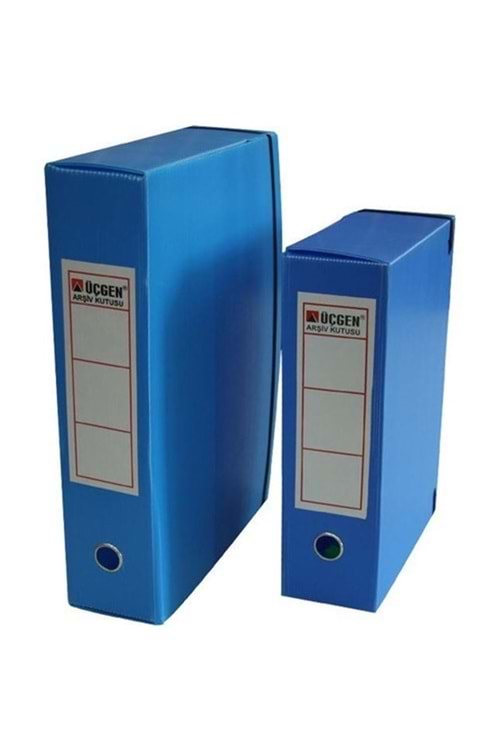Mavi Üçgen Arşiv Kutusu Plastik Lastikli Dar 24x32x5