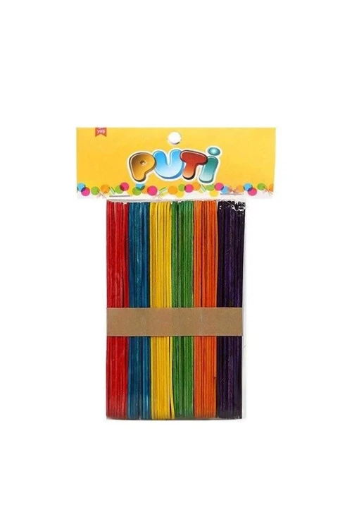 Puti Ahşap Büyük Dil Çubuğu Renkli 50 Li 4605