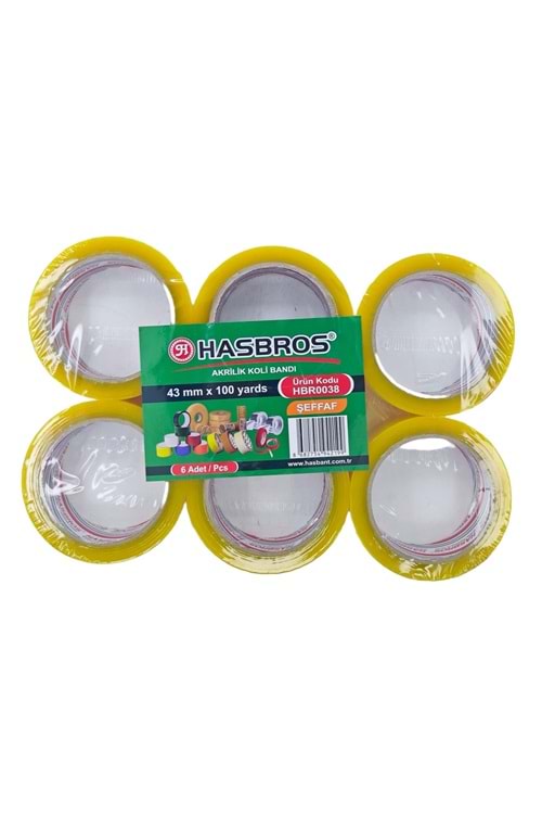 Hasbant Şeffaf 45x100m Koli Bandı 6'lı