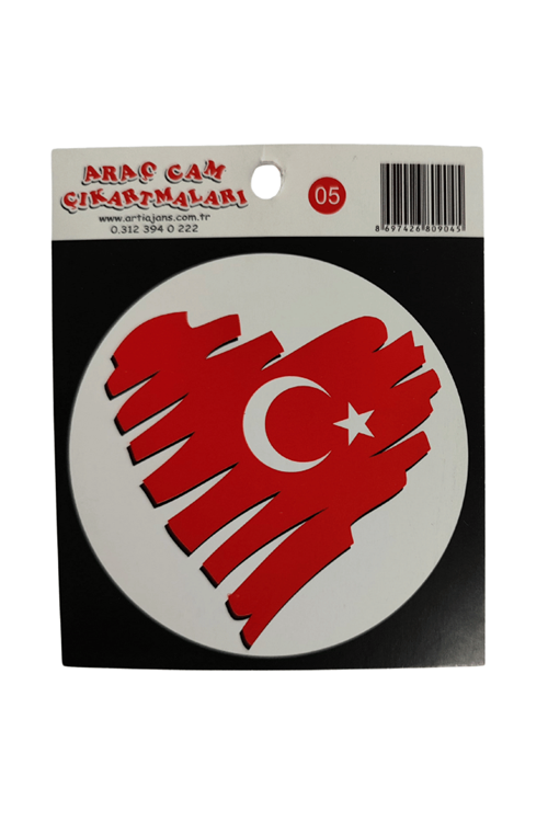 Araç Cam Çıkartma 5 (kalpli Bayrak)