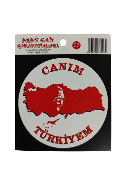 Araç Cam Çıkartma 7 (türkiye Haritali Atatürklü Bayrak)