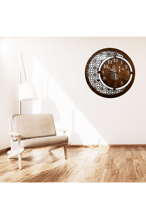 Osmanli Tuğralı | 3 Hilalli Aynalı Sayılar | Lazer Kesim El Yapımı Saat