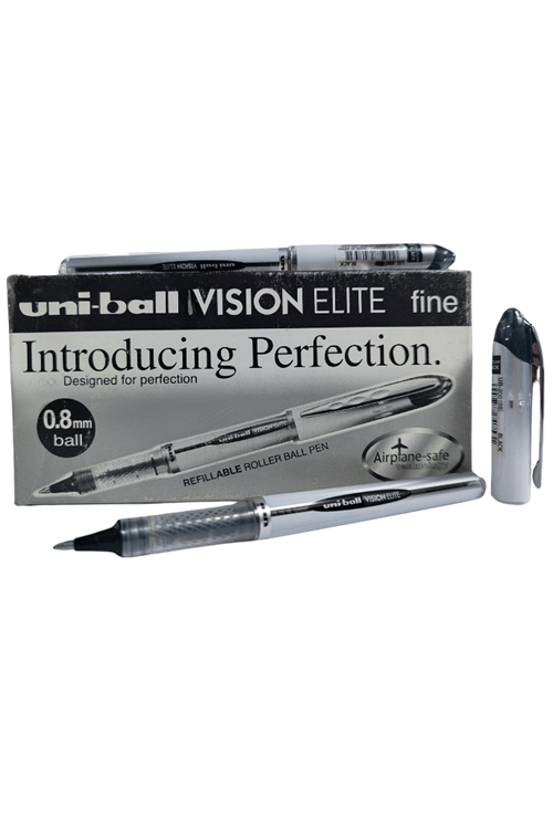 Uni-ball Roller Kalem Vision Elite Bilye Uç 0.8 Mm Siyah 12'li Paket | Ub-200