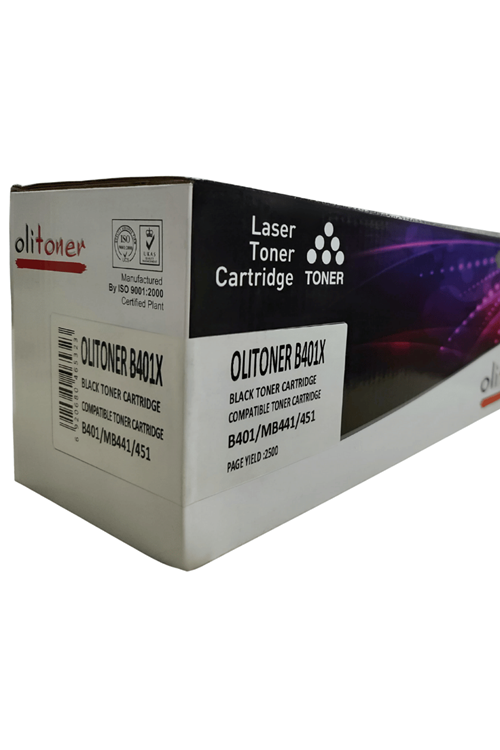 Olitoner | B401x 2.5k Siyah Muadil Toner (uyumlu Modeller: B401 - Mb441 - 451) 2500 Sayfa Kapasiteli