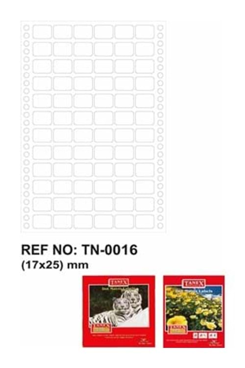 Tanex Tn-0016 Sürekli Form Bilgisayar Etiketi 17x25 Mm