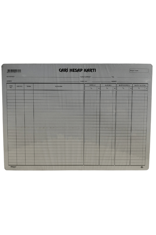 Özkan Cari Hesap Kartı Büyük Boy 100'lü Paket (yatay) | 0172