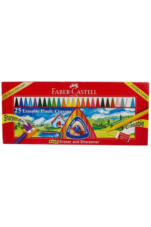 Faber Castell Silinebilir Mum Boya 25 Renk Wax Crayon Karton Kutu